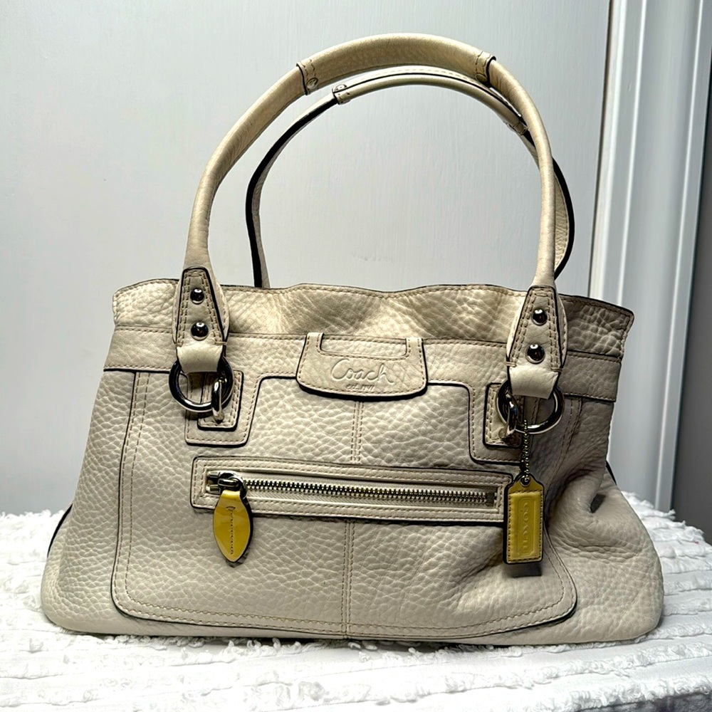 Coach Penelope Vintage Pebbled Leather Satchel in Ivory